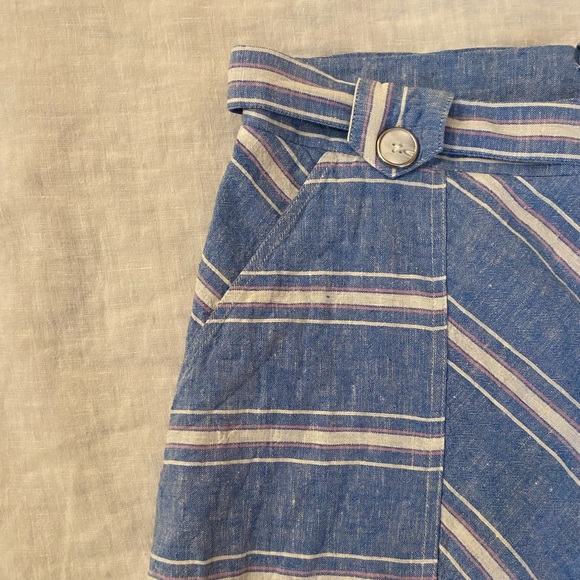 Laundry by Shelli Segal Blue & White Linen-blend Midi skirt, Size L - Picture 3 of 6
